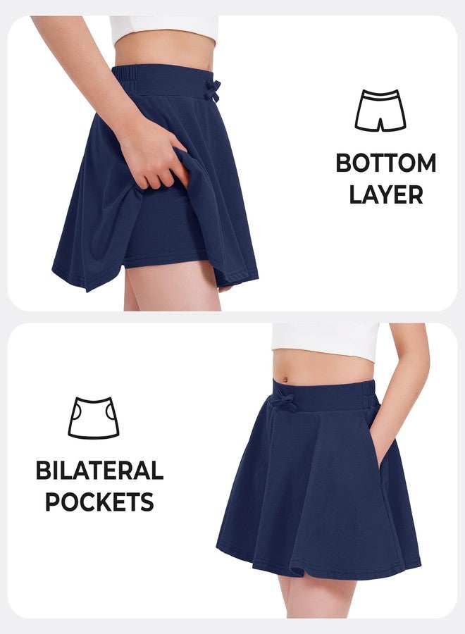 BOOPH Girls Skirts Kids Casual Mini Skorts Toddler Athletic Uniform Skirts with Pockets Navy 4-5 Years - Image 5
